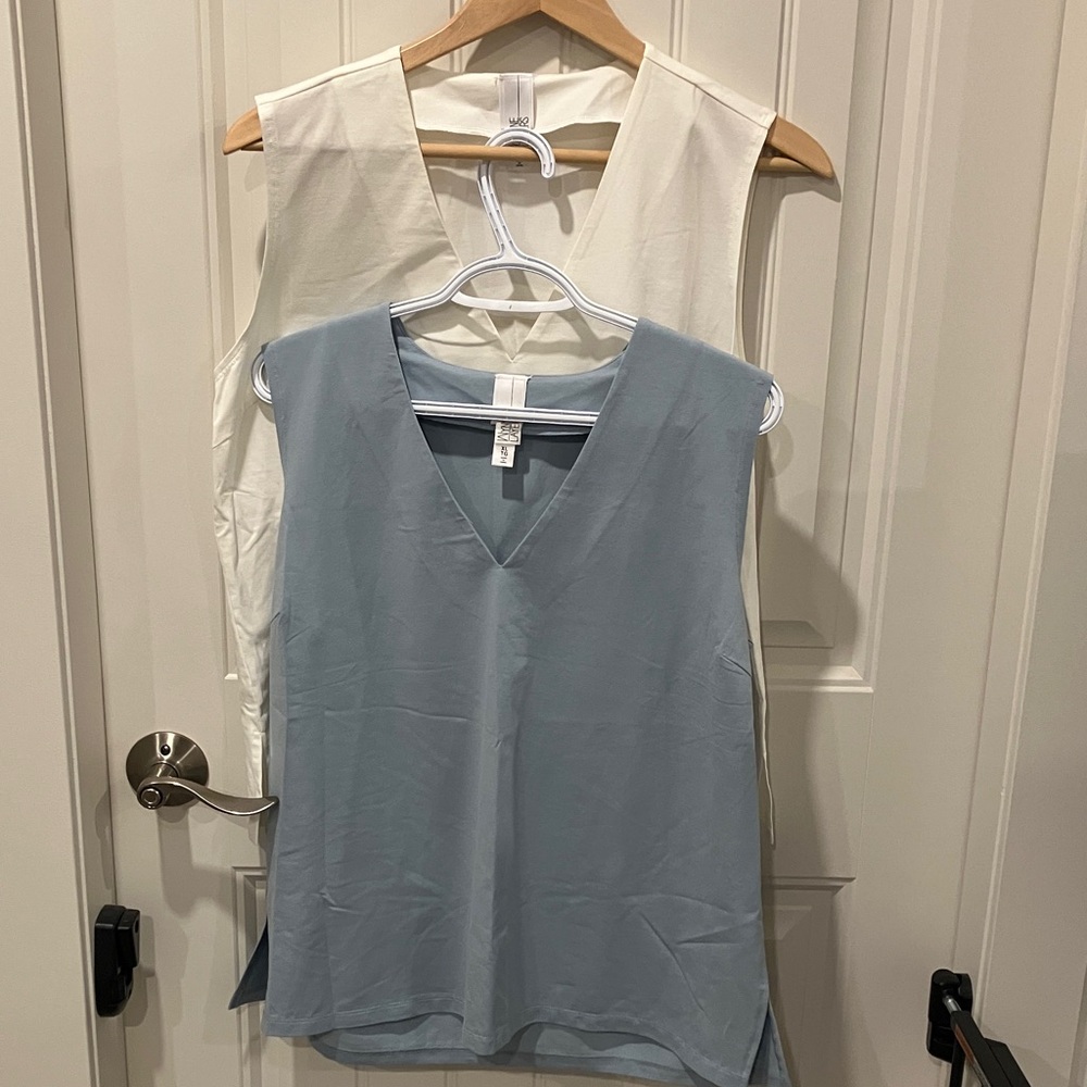 WYNNE LAYERS Tops Sleeveless BLUE CREME Cotton XL X 2 LIKE NEW